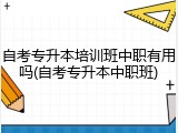 自考专升本培训班中职有用吗(自考专升本中职班)