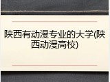 陕西有动漫专业的大学(陕西动漫高校)