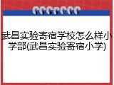 武昌实验寄宿学校怎么样小学部(武昌实验寄宿小学)