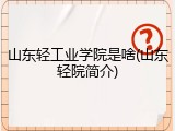 山东轻工业学院是啥(山东轻院简介)