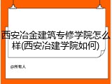 西安冶金建筑专修学院怎么样(西安冶建学院如何)