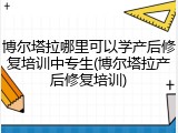 博尔塔拉哪里可以学产后修复培训中专生(博尔塔拉产后修复培训)