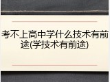 考不上高中学什么技术有前途(学技术有前途)