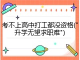 考不上高中打工都没资格("升学无望求职难")