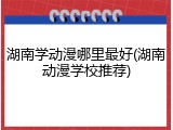 湖南学动漫哪里最好(湖南动漫学校推荐)