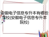 安徽电子信息专升本有哪些学校(安徽电子信息专升本院校)
