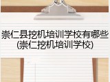 崇仁县挖机培训学校有哪些(崇仁挖机培训学校)