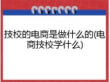 技校的电商是做什么的(电商技校学什么)