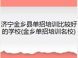 济宁金乡县单招培训比较好的学校(金乡单招培训名校)