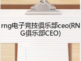 rng电子竞技俱乐部ceo(RNG俱乐部CEO)