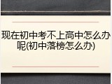 现在初中考不上高中怎么办呢(初中落榜怎么办)