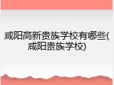 咸阳高新贵族学校有哪些(咸阳贵族学校)