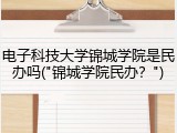 电子科技大学锦城学院是民办吗("锦城学院民办？")
