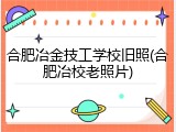 合肥冶金技工学校旧照(合肥冶校老照片)