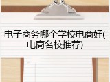 电子商务哪个学校电商好(电商名校推荐)