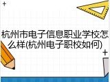 杭州市电子信息职业学校怎么样(杭州电子职校如何)