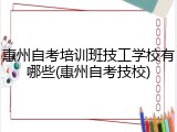 惠州自考培训班技工学校有哪些(惠州自考技校)