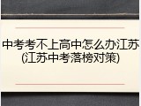 中考考不上高中怎么办江苏(江苏中考落榜对策)