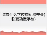 临夏什么学校有动漫专业(临夏动漫学校)