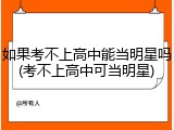 如果考不上高中能当明星吗(考不上高中可当明星)