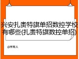 兴安扎赉特旗单招数控学校有哪些(扎赉特旗数控单招)
