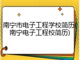 南宁市电子工程学校简历(南宁电子工程校简历)