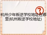 杭州少年叛逆学校地址在哪里(杭州叛逆学校地址)