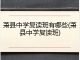 萧县中学复读班有哪些(萧县中学复读班)