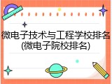 微电子技术与工程学校排名(微电子院校排名)