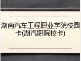 湖南汽车工程职业学院校园卡(湖汽职院校卡)