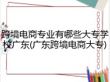 跨境电商专业有哪些大专学校广东(广东跨境电商大专)