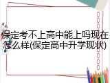 保定考不上高中能上吗现在怎么样(保定高中升学现状)