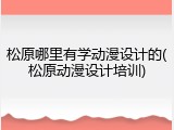 松原哪里有学动漫设计的(松原动漫设计培训)