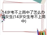 14岁考不上高中了怎么办呢女生(14岁女生考不上高中)
