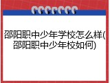 邵阳职中少年学校怎么样(邵阳职中少年校如何)