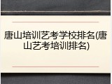 唐山培训艺考学校排名(唐山艺考培训排名)