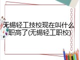 无锡轻工技校现在叫什么 职高了(无锡轻工职校)