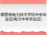 哪里有电力技术学校中专毕业证(电力中专毕业证)