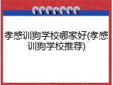 孝感训狗学校哪家好(孝感训狗学校推荐)