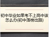 初中毕业如果考不上高中该怎么办(初中落榜出路)