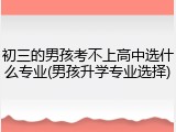 初三的男孩考不上高中选什么专业(男孩升学专业选择)