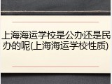 上海海运学校是公办还是民办的呢(上海海运学校性质)