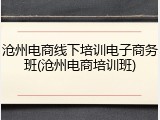 沧州电商线下培训电子商务班(沧州电商培训班)