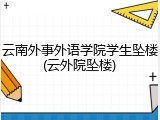 云南外事外语学院学生坠楼(云外院坠楼)
