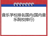 音乐学校排名国内(国内音乐院校排行)