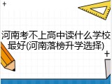 河南考不上高中读什么学校最好(河南落榜升学选择)