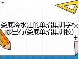 娄底冷水江的单招集训学校哪里有(娄底单招集训校)