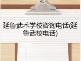 延鲁武术学校咨询电话(延鲁武校电话)