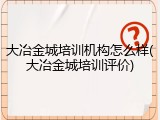 大冶金城培训机构怎么样(大冶金城培训评价)