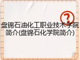盘锦石油化工职业技术学院简介(盘锦石化学院简介)